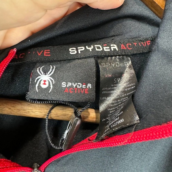 Spyder Active Mens 1/4 Zip Tech Pullover Sweater Size S/P Black Mock Neck - Picture 10 of 14